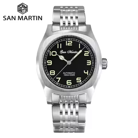San Martin 38mm Men Luxury Vintage Sports Watch PT5000 SW200 Automatic Mechanical Original Design Sq