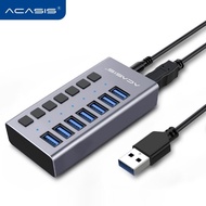 ACASIS 7 Port USB 3.0 HUB Support BC1.2 Charging with 12V Power Adapter Aluminum USB Splitter For  A