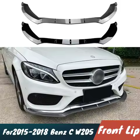 For 2015-2018 Mercedes Benz C W205 C180 C200 C260 Car Front Bumper Lip Chin Spoiler Splitter BodyKit