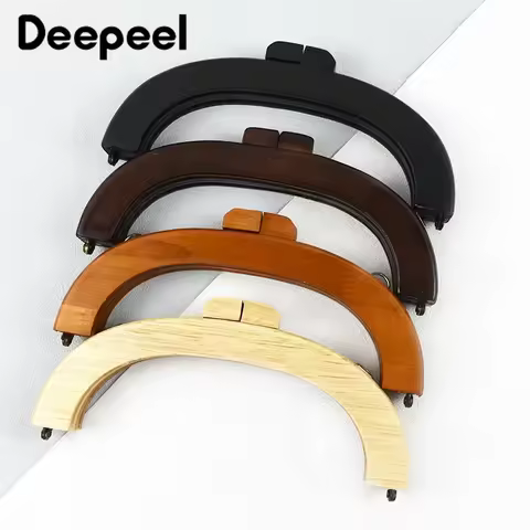 Deepeel 20cm Solid Wood Bag Handle Purse Frame Closure Kiss Clasp Handbag Chain Wallet Handles for C