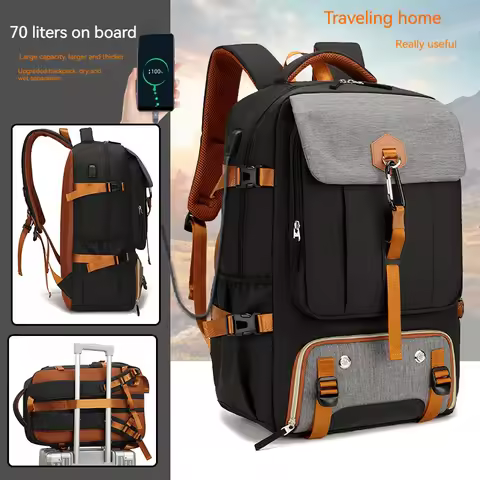 Travel Backpack 50L, 17 Inch Men's and Women's Laptop Backpack with USB Interface and Sole Compartme