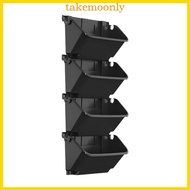 TAK Easy Install Plastic Wall Planter Vertical Space Saving Design 4 Pots Included