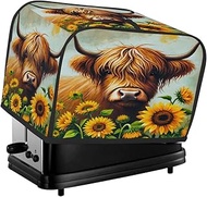 Alpine Cow Sunflower Toaster Cover 4 Slice Wide Slot Washable Kitchen Appliance Covers Fingerprint B