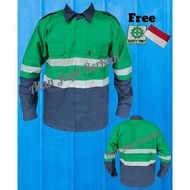 KEMEJA HIJAU Safety Wearpack Work Uniform Long Sleeve Combination Shirt Green P3 Premium Field Combi
