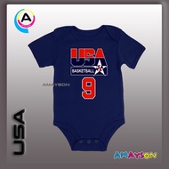 Amayson - USA Basketball Jersey Theme - Baby Onesies & Bonnets
