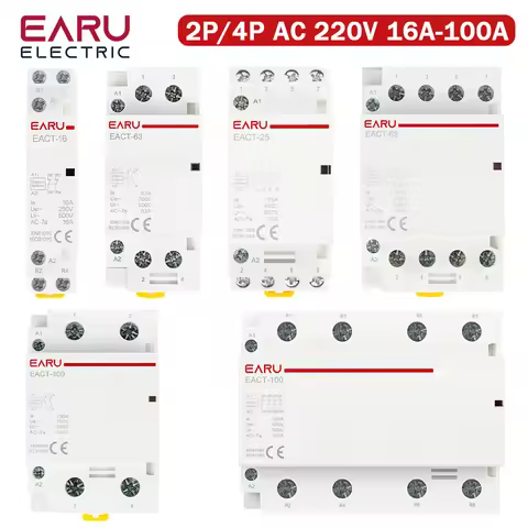 2P 4P 16A 20A 25A 32A 50A 40A 63A 100A AC 220V Din Rail Household Modular AC Contactor Switch Contro