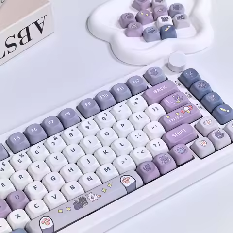 MAIMOOO Genshin Impact Wanderer Keycap FUFU XIAO PBT Thermal Sublimation Mechanical Keyboard Purple 