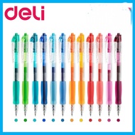 Deli 12 pcs Color Ink Gel Pen 0.5mm Gradient Gel Ink Ball Pen Smooth Writing Ergonomic Grip Bright C