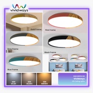 K2 VIVIDWAYS LED CEILING LAMP/CEILING LIGHT MACARON M2 58W 3 COLORS BLACK/BLUE/GOLD/GREY/PINK ROUND