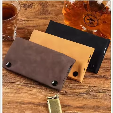 Handmade sanding leather tobacco pouch, foldable storage bag, multi-functional cigarette tobacco men