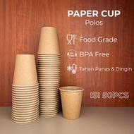 (Wholesale) Kraft Papercup POLOS 8Oz Paper Cup for Hot Coffee and Cold Drinks, Halal, Leak-Proof