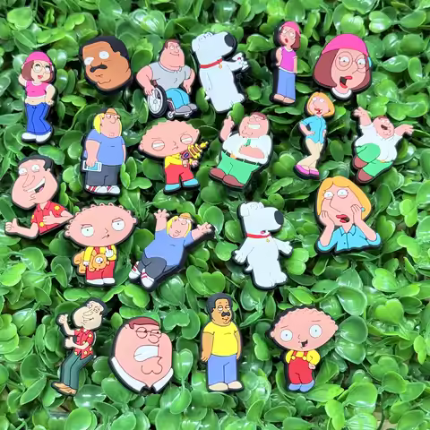 1-20Pcs Funny Family Cartoon Character Shoes Buckle Charms Dog PVC Clog Ornaments Fit Man Woman Birt