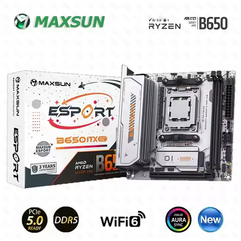 Maxsun B650M Motherboard ITX Ryzen AM5 DDR5 Board Support 1*Pcie5.0x16 2*Pcie4.0x4 M.2 ARGB WIFI 6 O