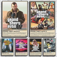 Video Game GTA Grand Theft Auto San Andreas Print Poster for Living Room 80s Vintage Art Home Wall D