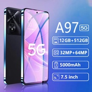 【Lowest Price】Latest Promotion Smartphone A97 phone original 12GB+512GB 7.5 Inch mobile phone Big Screen Cheap Cellphone Android 10.0 4/5G Handphone GSM Android Dual SIM Clearance Sale Game Learning Machine  A57 telefon bimbit with Video Calling