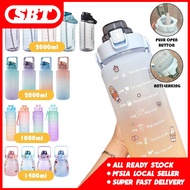 Water Bottle with reminder time Tumbler with straw scale big bottle 2Liter 2litre gym bottle sport