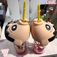 VIOLETLILAC Crayon Shin-chan Water Cup, Cute Straw Doraemon Cup, Kawaii Good-looking Drinking Utensi