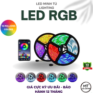 Đèn LED 10m RGB Chống Nước 16 triệu Màu Điều Khiển Bằng Điện Thoại Nháy Theo Nhạc - Dây LED RGB Tran