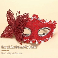 Topeng Rama Rama Mask Halloween Butterfly Women Masquerade Stick Holding