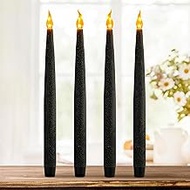 Furora LIGHTING Flameless Taper Candles with Timer 6Hr ON / 18Hr OFF in 24 Hours Cycle, LED Black Ta