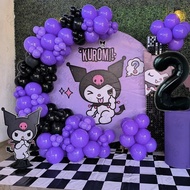 83Pcs Purple Sanrio Kuromi Balloon Garland Arch Kit 40inch Number Balloon and Balck Latex Balloons S