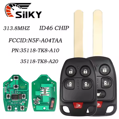 SilKY N5F-A04TAA 5/6 Button Remote Car Key for Honda Odyssey EX 2011 2012 2013 2014 313.8Mhz ID46 Ke