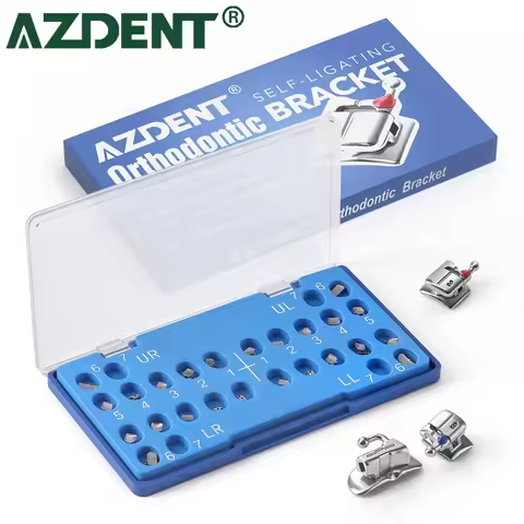 AZDENT Dental Orthodontic Brackets Self-Ligating ROTH/MBT 0.022 Hooks 345 Dental Material for Ortho 