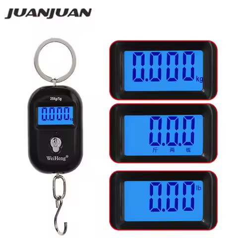 25kg Digital Hanging Scale Portable Hook Scale Electronic LCD Travel Suitcase Luggage Bag Weight min
