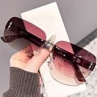 Fashionable Sunglasses Big Frame Rimless Shades