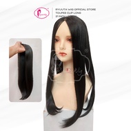 Ryuuta Premium Long Straight Lace Toupee Wig 3 Clips Black Brown 21 inch 52 cm Wig Hair Toupee for M