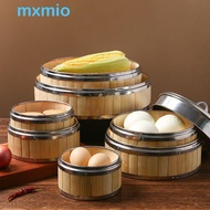 MXMIO Bamboo Steamer Dim Sum Kitchen Gadget Bamboo Lid Bao Buns Gift Idea With Stainless Steel Handl
