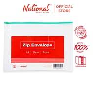 Zip Envelope CY56-14C A4 Zip Transparent Body Flat, Green