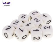 Simhoa Lot 10pcs Dice Playing Numbers 0 1 2 Dice D6 Accessories For Board Games