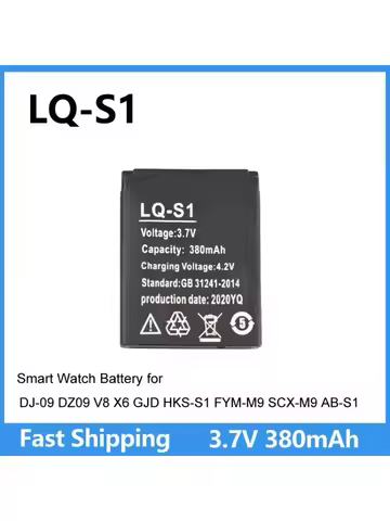 PURFIELD 3.7v 380mAh LQ-S1 Smart Watch Battery Lithium Rechargeable Battery LQ-S1 Replacement for QW