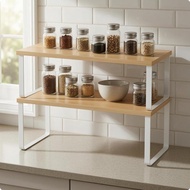 [tenlzsp0bc] 2 Pieces Two-Tier Desktop Storage Rack Rectangular 2-Tier Desk Shelf Countertop