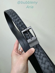 BOTTEGA VENETA 葆蝶家 Intrecciato 皮帶 黑色 Gunmetal