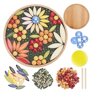 【SUNNY2015 SHIPPING】DIY Mosaic Craft Kit Floral Mosaic Bamboo Coaster Set for Handmade Mosaic Coaste
