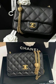 Chanel 24p cf mini handbag woc wallet on chain 愛心 心心 調節扣 方胖子 20cm 中號 鏈條銀包 荔枝紋 牛皮 復古金 斜咩