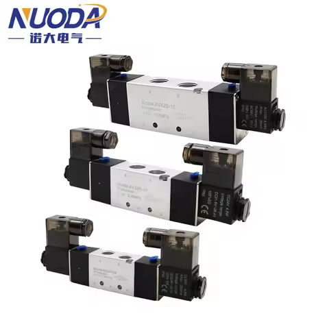 4V120-06/4V220-08/4V320-10/4V420-15 Solenoid Valve 2 Position 5 Port Pneumatic Air Valves DC12V DC24