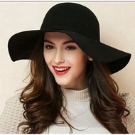 Beautiful women's wide-brimmed fedora hat