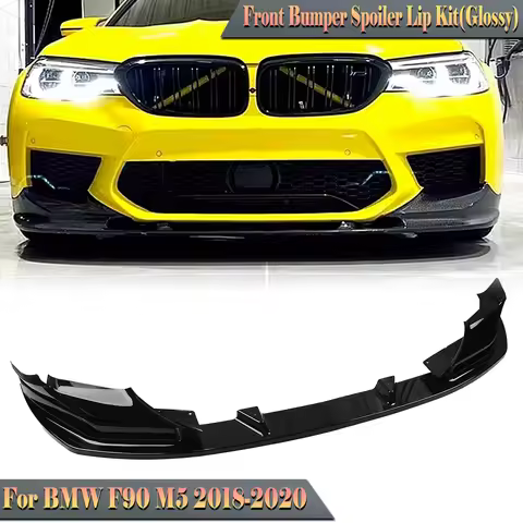 For BMW F90 M5 Competition 2018 2019 2020 Front Bumper Spoiler Lip Carbon Fiber Look/Gloss Black Low