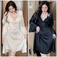 High-quality Sexy 2-piece nightgown with robe Women Night Dress Nightwear Dress