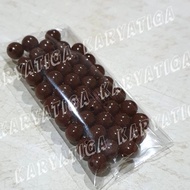 Mote Manik Bulat 8 mm Warna Kapur / Susu (isi +/- 40 pcs) - Coklat Tua