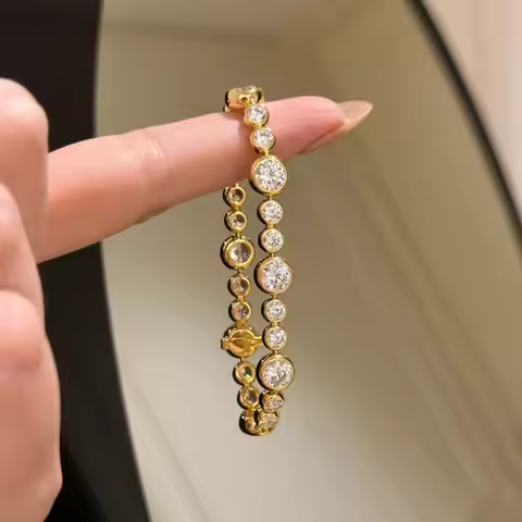 New Exquisite Vintage Full Moissanite Bracelets for Women Luxury 18k Gold Plated Lady's Original Bub