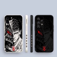 B-Black Berserk Guts Anime Soft Liquid Silicone Side Printed Case For Samsung S23 S22 S21 S30 S21FE 
