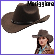 MERIGGIARE Cowboy Hat, Wide Brim Solid Color Sun Sunscreen Cap, Retro Breathable Sun Protection Felt