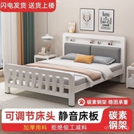 1.5Single Bed with Soft Backrest Iron Art Bed Simple Double Bed Mimi Modern Home Iron Bed Thickened1