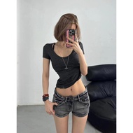 y2k y2k Women's Clothing y2k Pants American Shorts Denim Skinny Jeans Super y2k Wear Low-Waist yk1