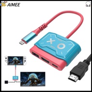 AIMEE Portable Type C to HDMI Adapter Gaming 4K TV Adapter Accessories 1080p Game TV Dock for Nintendo Switch/Switch OLED/MacBook