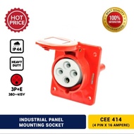 Stop Kontak Industrial 3phase Socket Panel Mounting 4Pin 16A Female